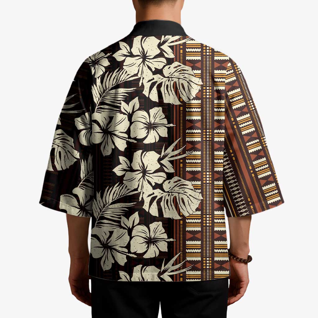 Bula Fiji Masi Kimono Tapa Tropical Hibiscus Half Stylized - Polynesian Pride