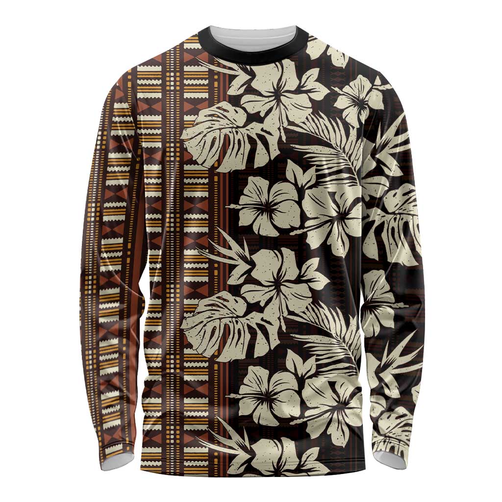 Bula Fiji Masi Long Sleeve Shirt Tapa Tropical Hibiscus Half Stylized - Polynesian Pride