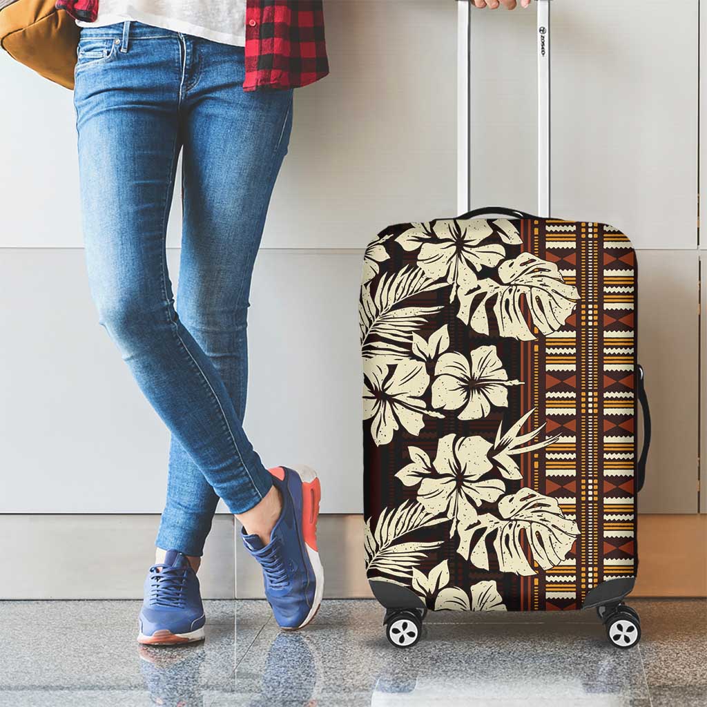 Bula Fiji Masi Luggage Cover Tapa Tropical Hibiscus Half Stylized LT14 - Polynesian Pride