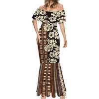 Bula Fiji Masi Mermaid Dress Tapa Tropical Hibiscus Half Stylized - Polynesian Pride