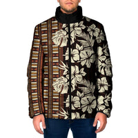 Bula Fiji Masi Padded Jacket Tapa Tropical Hibiscus Half Stylized LT14 Men Brown - Polynesian Pride