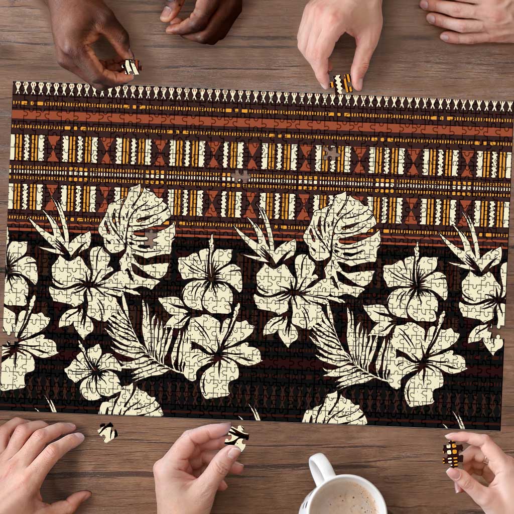 Bula Fiji Masi Puzzle Tapa Tropical Hibiscus Half Stylized LT14 - Polynesian Pride
