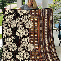 Bula Fiji Masi Quilt Tapa Tropical Hibiscus Half Stylized LT14 Brown - Polynesian Pride