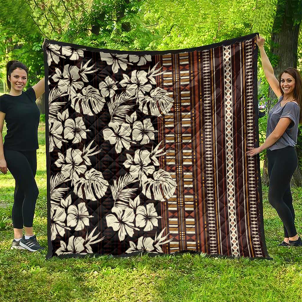 Bula Fiji Masi Quilt Tapa Tropical Hibiscus Half Stylized LT14 - Polynesian Pride