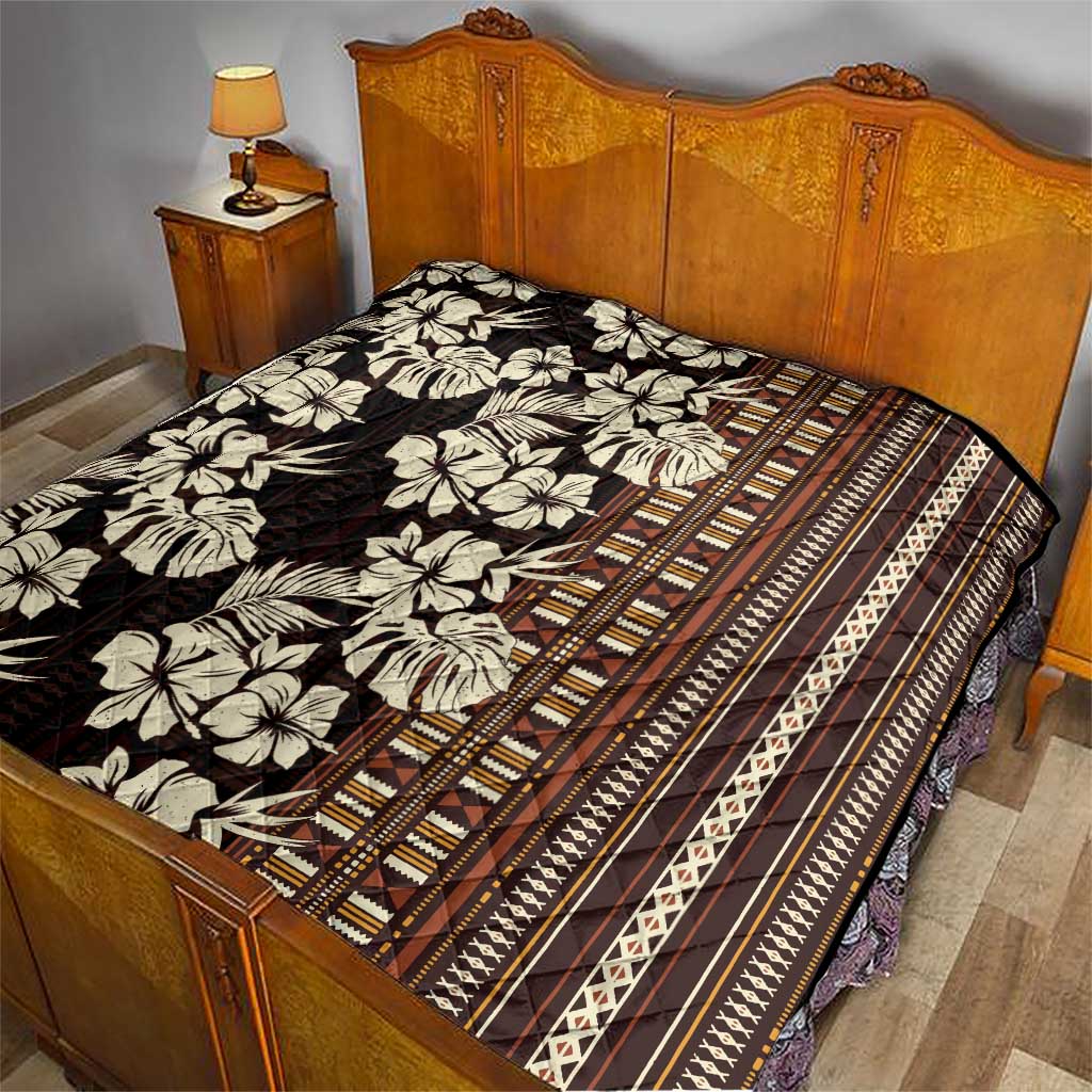 Bula Fiji Masi Quilt Tapa Tropical Hibiscus Half Stylized LT14 - Polynesian Pride
