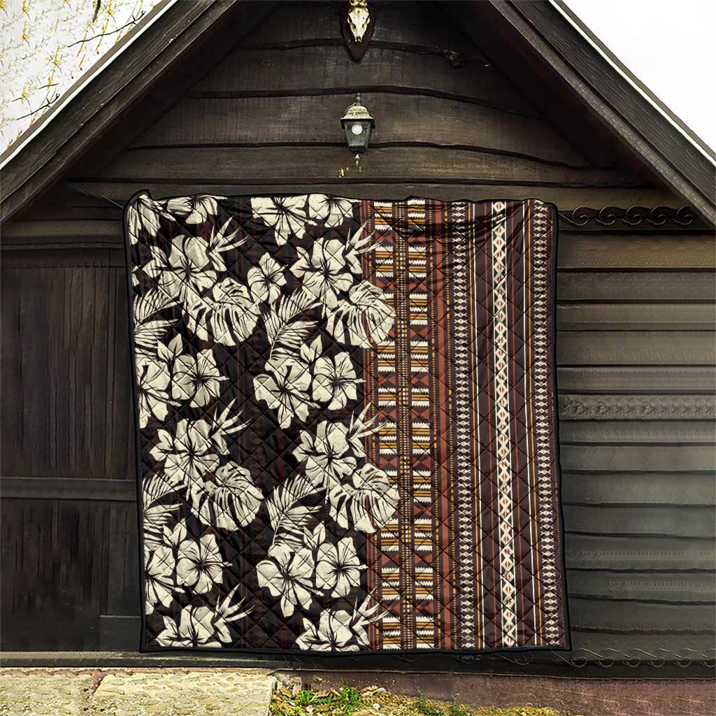 Bula Fiji Masi Quilt Tapa Tropical Hibiscus Half Stylized LT14 - Polynesian Pride