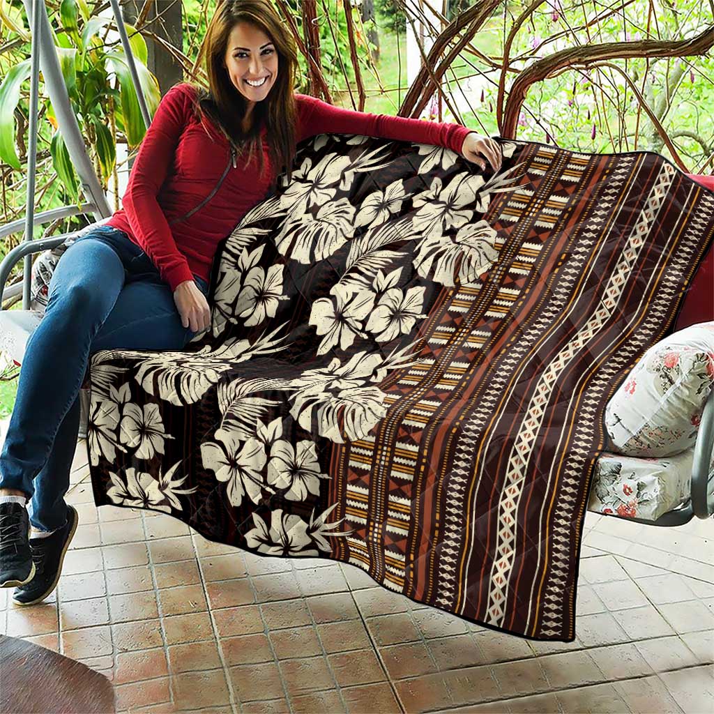 Bula Fiji Masi Quilt Tapa Tropical Hibiscus Half Stylized LT14 - Polynesian Pride