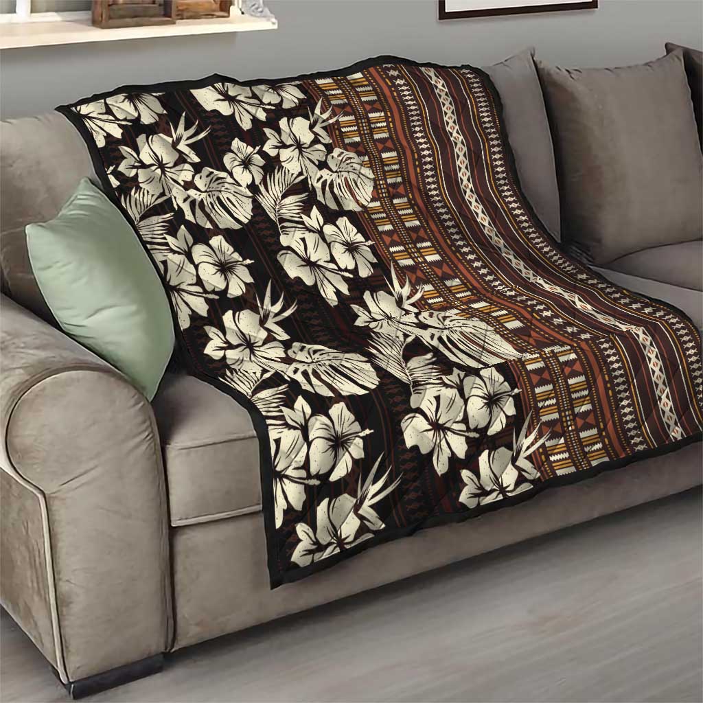 Bula Fiji Masi Quilt Tapa Tropical Hibiscus Half Stylized LT14 - Polynesian Pride