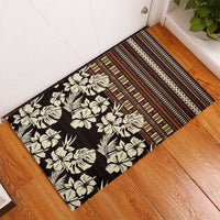 Bula Fiji Masi Rubber Doormat Tapa Tropical Hibiscus Half Stylized LT14 - Polynesian Pride