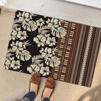 Bula Fiji Masi Rubber Doormat Tapa Tropical Hibiscus Half Stylized LT14 - Polynesian Pride