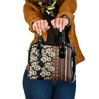Bula Fiji Masi Shoulder Handbag Tapa Tropical Hibiscus Half Stylized LT14 One Size Brown - Polynesian Pride