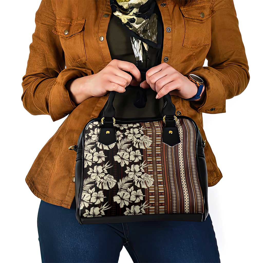 Bula Fiji Masi Shoulder Handbag Tapa Tropical Hibiscus Half Stylized LT14 - Polynesian Pride