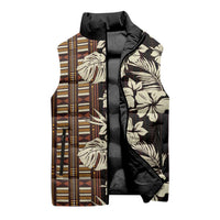 Bula Fiji Masi Sleeveless Puffer Jacket Tapa Tropical Hibiscus Half Stylized LT14 - Polynesian Pride