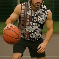 Bula Fiji Masi Sleeveless Zip Hoodie Tapa Tropical Hibiscus Half Stylized LT14 - Polynesian Pride