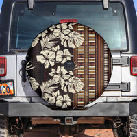 Bula Fiji Masi Spare Tire Cover Tapa Tropical Hibiscus Half Stylized LT14 Brown - Polynesian Pride