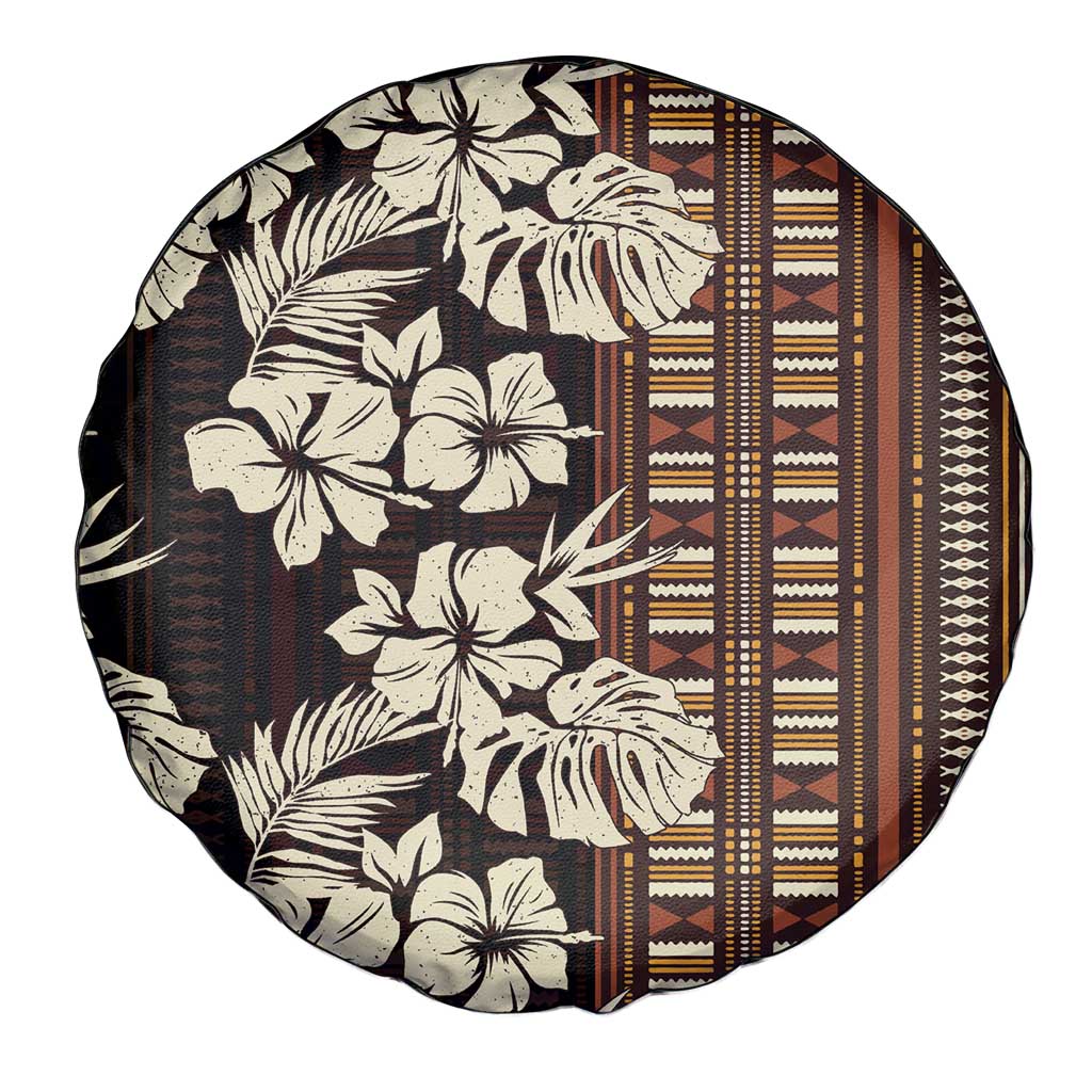 Bula Fiji Masi Spare Tire Cover Tapa Tropical Hibiscus Half Stylized LT14 - Polynesian Pride