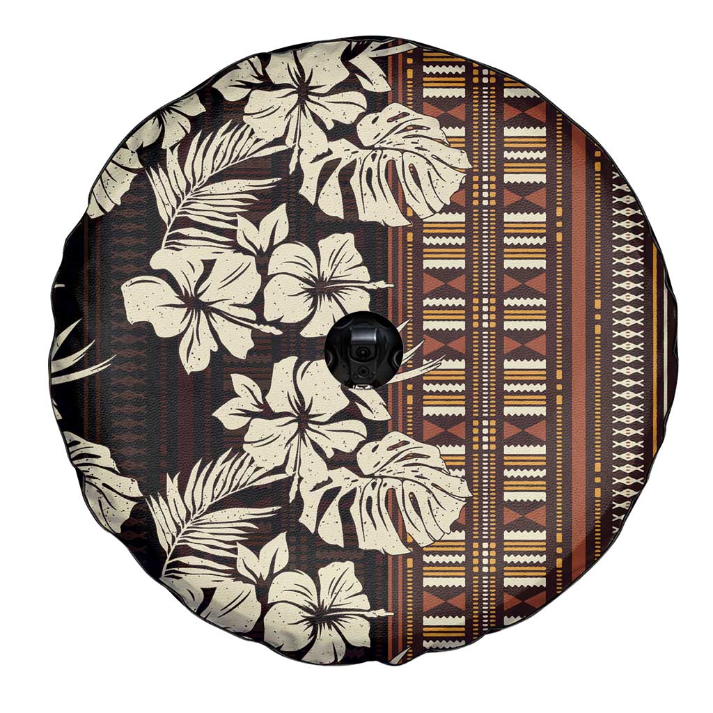 Bula Fiji Masi Spare Tire Cover Tapa Tropical Hibiscus Half Stylized LT14 - Polynesian Pride