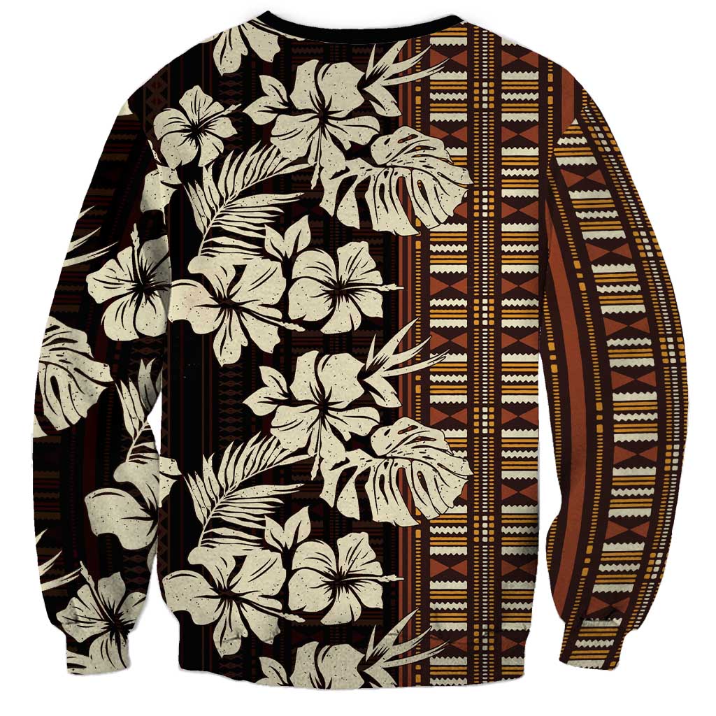 Bula Fiji Masi Sweatshirt Tapa Tropical Hibiscus Half Stylized LT14 - Polynesian Pride