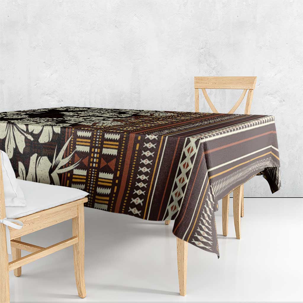 Bula Fiji Masi Tablecloth Tapa Tropical Hibiscus Half Stylized - Polynesian Pride