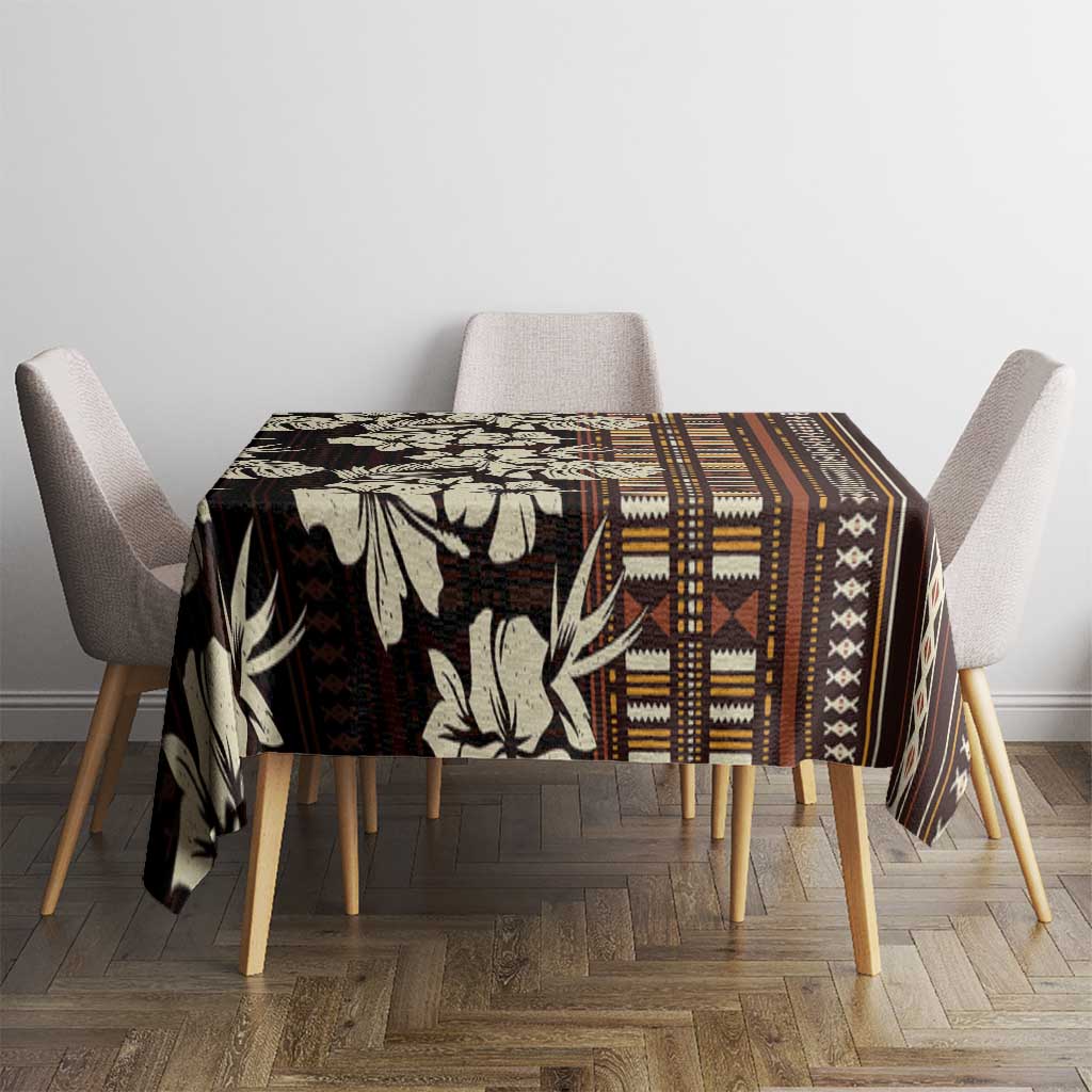 Bula Fiji Masi Tablecloth Tapa Tropical Hibiscus Half Stylized - Polynesian Pride
