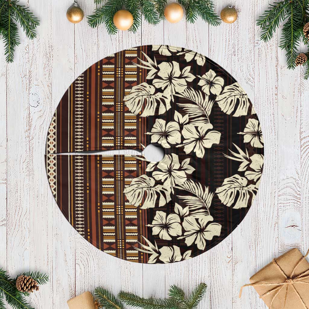 Bula Fiji Masi Tree Skirt Tapa Tropical Hibiscus Half Stylized LT14 Casual Brown - Polynesian Pride