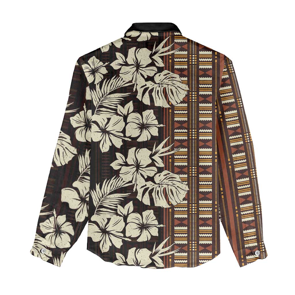 Bula Fiji Masi Women Casual Shirt Tapa Tropical Hibiscus Half Stylized - Polynesian Pride