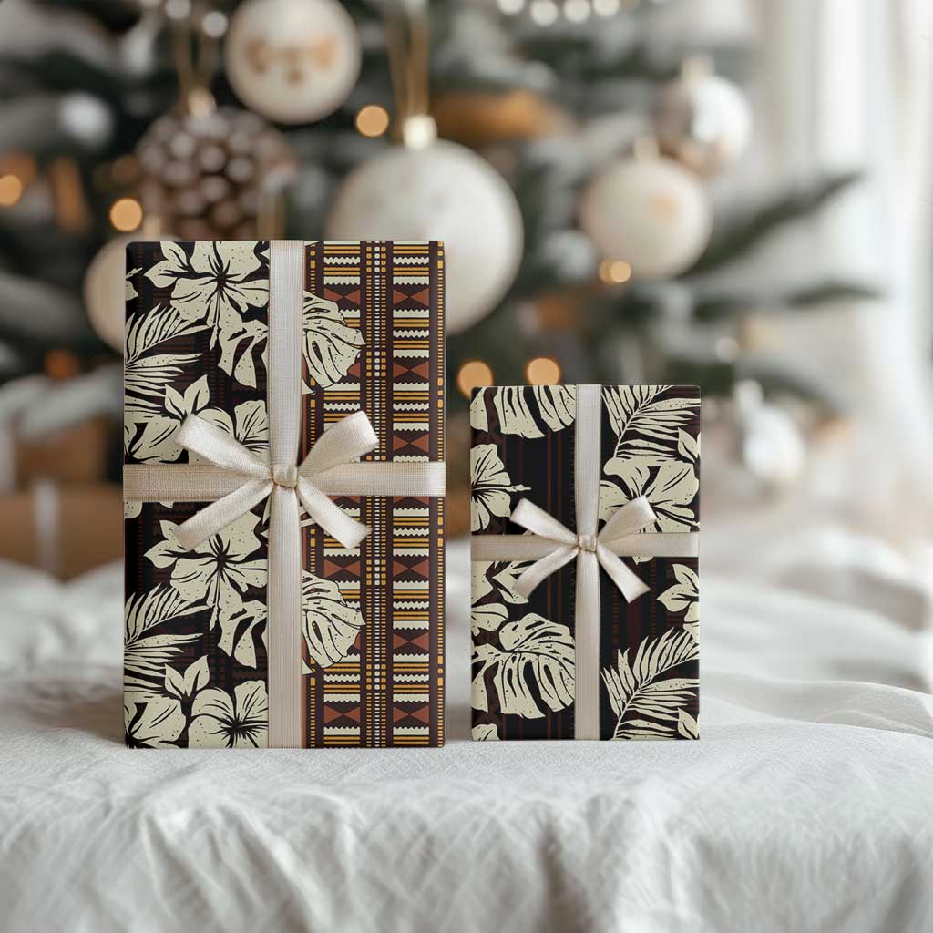 Bula Fiji Masi Wrapping Paper Tapa Tropical Hibiscus Half Stylized - Polynesian Pride