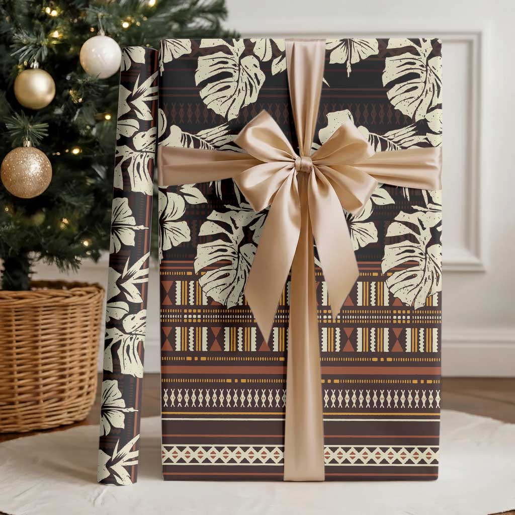Bula Fiji Masi Wrapping Paper Tapa Tropical Hibiscus Half Stylized - Polynesian Pride