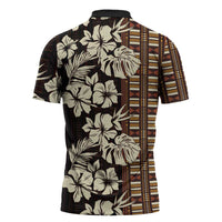 Bula Fiji Masi Zipper Polo Shirt Tapa Tropical Hibiscus Half Stylized LT14 - Polynesian Pride