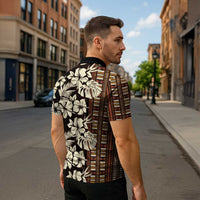 Bula Fiji Masi Zipper Polo Shirt Tapa Tropical Hibiscus Half Stylized LT14 - Polynesian Pride