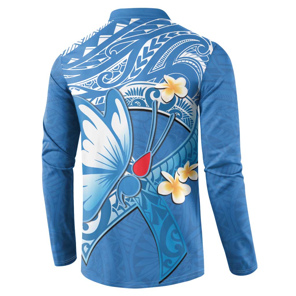 Polynesia Diabetes Awareness Month Button Sweatshirt In November We Wear Blue