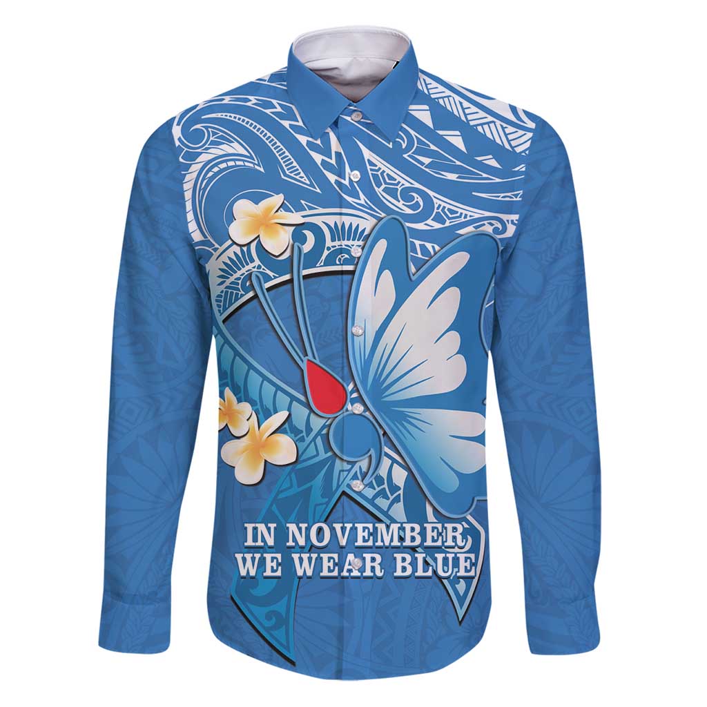 Polynesia Diabetes Awareness Month Family Matching Puletasi and Hawaiian Shirt In November We Wear Blue