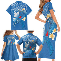 Polynesia Diabetes Awareness Month Family Matching Short Sleeve Bodycon Dress and Hawaiian Shirt In November We Wear Blue