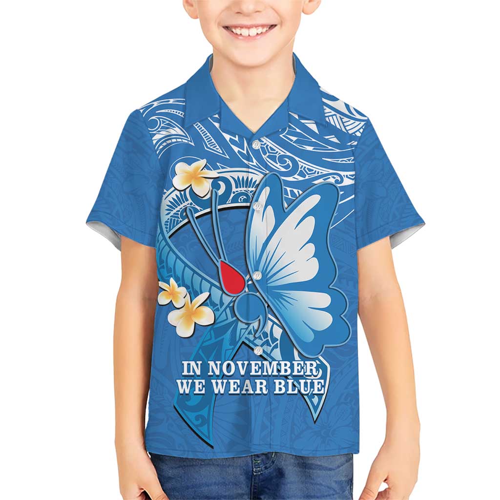 Polynesia Diabetes Awareness Month Kid Hawaiian Shirt In November We Wear Blue LT14 Kid Blue - Polynesian Pride