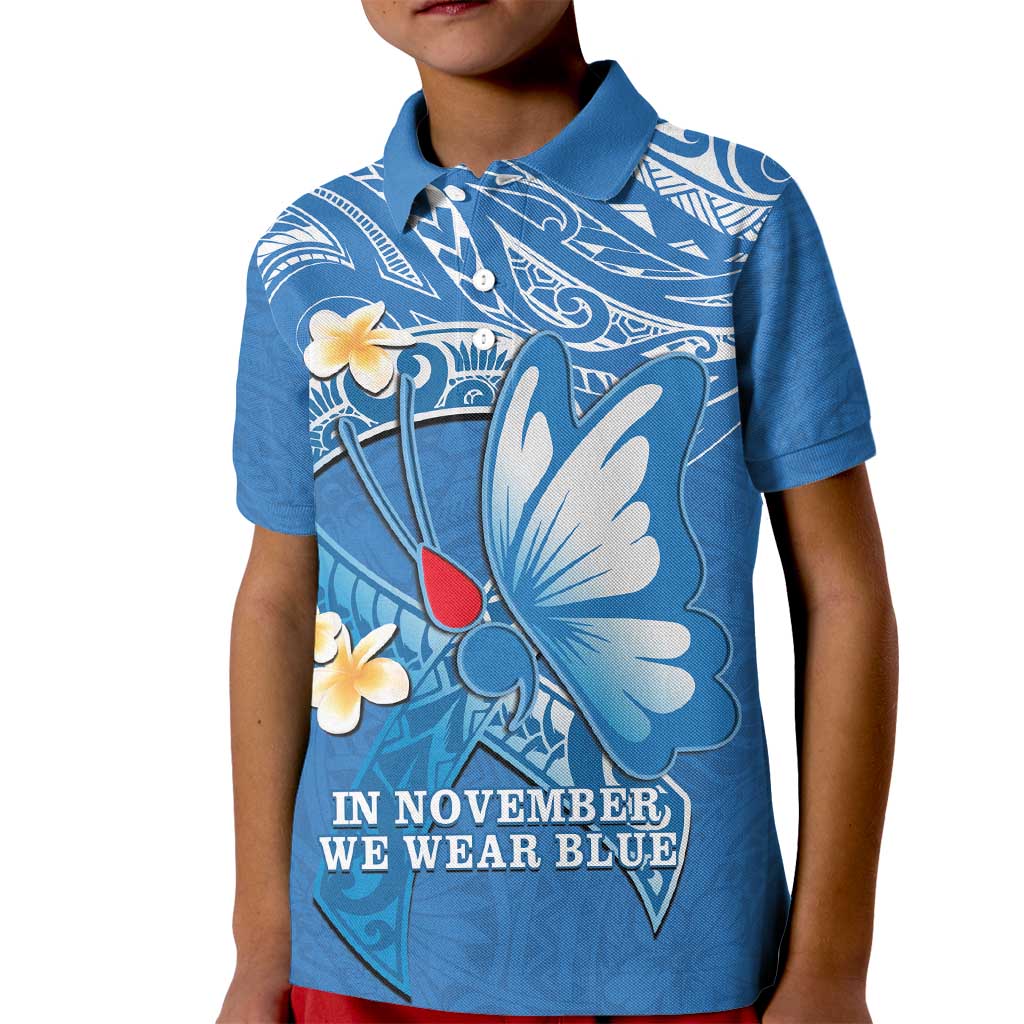 Polynesia Diabetes Awareness Month Kid Polo Shirt In November We Wear Blue LT14 Kid Blue - Polynesian Pride