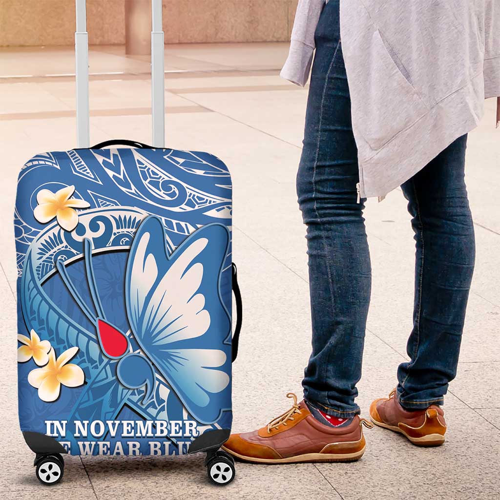 Polynesia Diabetes Awareness Month Luggage Cover In November We Wear Blue LT14 Blue - Polynesian Pride