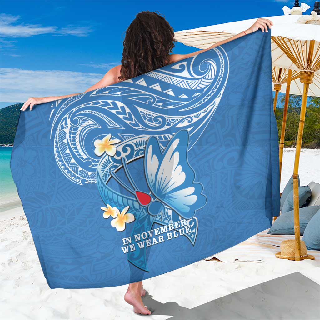 Polynesia Diabetes Awareness Month Sarong In November We Wear Blue LT14 One Size 44 x 66 inches Blue - Polynesian Pride