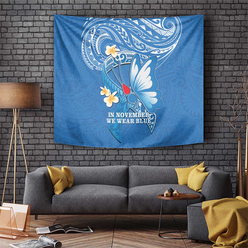 Polynesia Diabetes Awareness Month Tapestry In November We Wear Blue LT14 Blue - Polynesian Pride