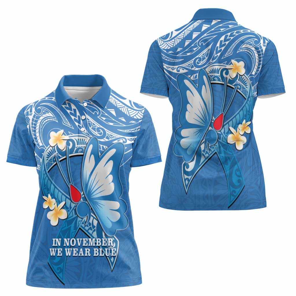 Polynesia Diabetes Awareness Month Women Polo Shirt In November We Wear Blue LT14 - Polynesian Pride