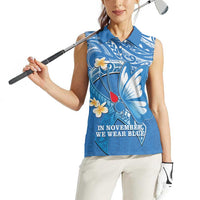 Polynesia Diabetes Awareness Month Women Sleeveless Polo Shirt In November We Wear Blue