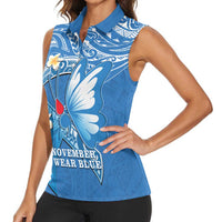 Polynesia Diabetes Awareness Month Women Sleeveless Polo Shirt In November We Wear Blue