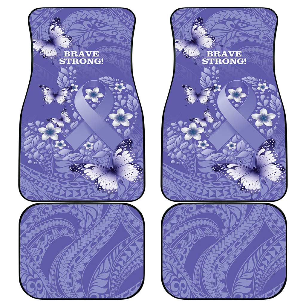 Polynesia Stomach Cancer Awareness Car Mats Periwinkle Ribbon Brave Strong!