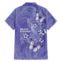 Polynesia Stomach Cancer Awareness Family Matching Tank Maxi Dress and Hawaiian Shirt Periwinkle Ribbon Brave Strong!