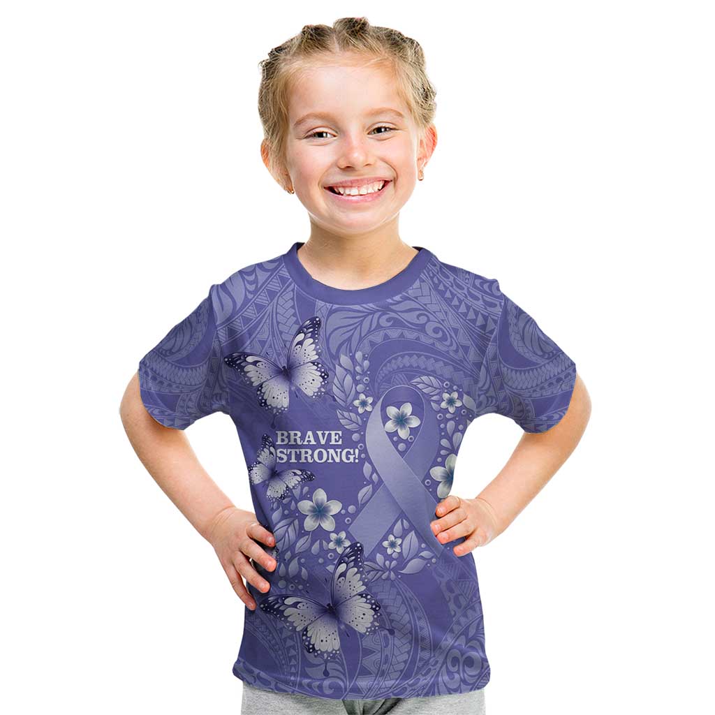 Polynesia Stomach Cancer Awareness Kid T Shirt Periwinkle Ribbon Brave Strong! LT14 Periwinkle - Polynesian Pride
