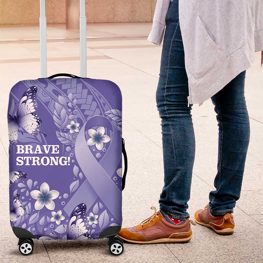 Polynesia Stomach Cancer Awareness Luggage Cover Periwinkle Ribbon Brave Strong! LT14 Periwinkle - Polynesian Pride