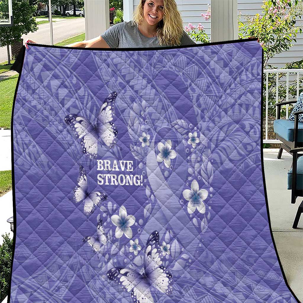 Polynesia Stomach Cancer Awareness Quilt Periwinkle Ribbon Brave Strong! LT14 Periwinkle - Polynesian Pride