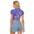 Polynesia Stomach Cancer Awareness Raglan Cropped T Shirt Periwinkle Ribbon Brave Strong!