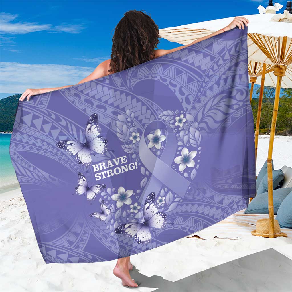 Polynesia Stomach Cancer Awareness Sarong Periwinkle Ribbon Brave Strong! LT14 One Size 44 x 66 inches Periwinkle - Polynesian Pride