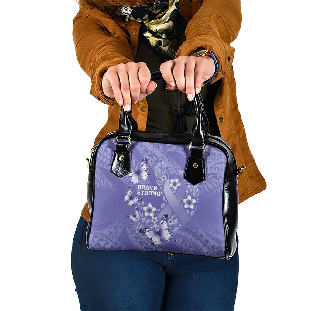 Polynesia Stomach Cancer Awareness Shoulder Handbag Periwinkle Ribbon Brave Strong! LT14 One Size Periwinkle - Polynesian Pride