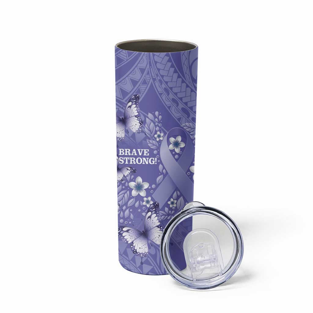 Polynesia Stomach Cancer Awareness Skinny Tumbler Periwinkle Ribbon Brave Strong!